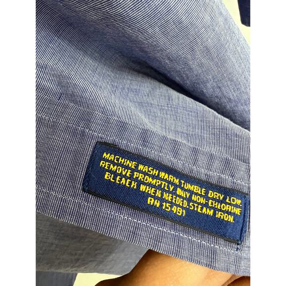 Tommy Hilfiger Blue White Collar Men’s Dress Shirt 17-35 - Picture 5 of 5